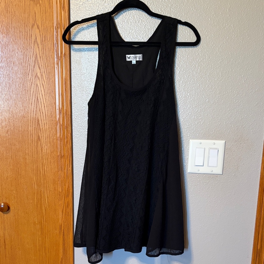Black Lace Overlay Tank Dress